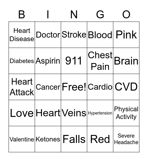 Heart Health  Bingo Card