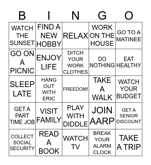 HAPPY RETIREMENT MARCIA! Bingo Card