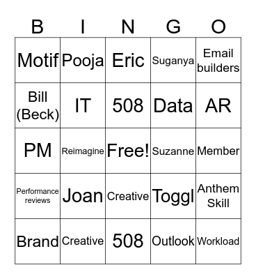 Digital Team Bingo Card