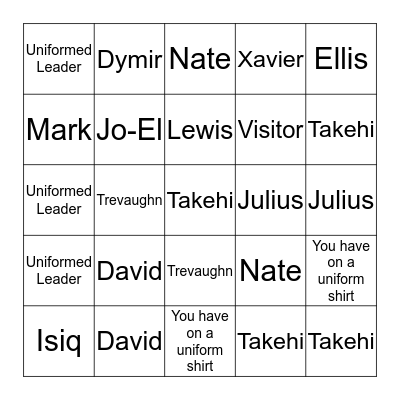 Scout Attendance Bingo Card