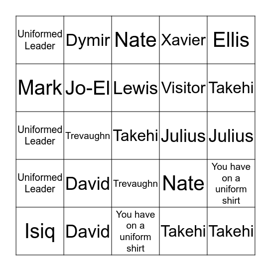 Scout Attendance Bingo Card