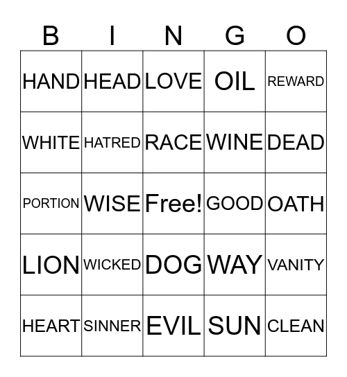 Ecclesiastes Bingo Card