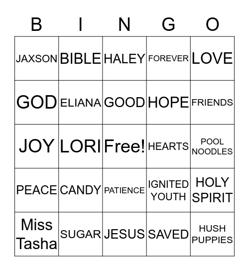 IGNITED YOUTH Bingo Card