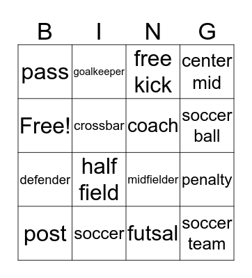 Bodhi's Soccer Bingo Card
