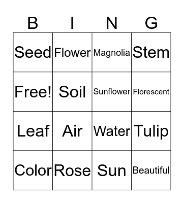 Beautiful Bingo Card
