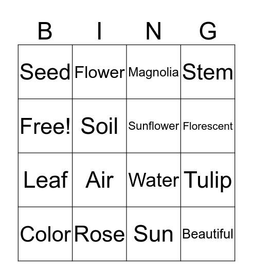 Beautiful Bingo Card