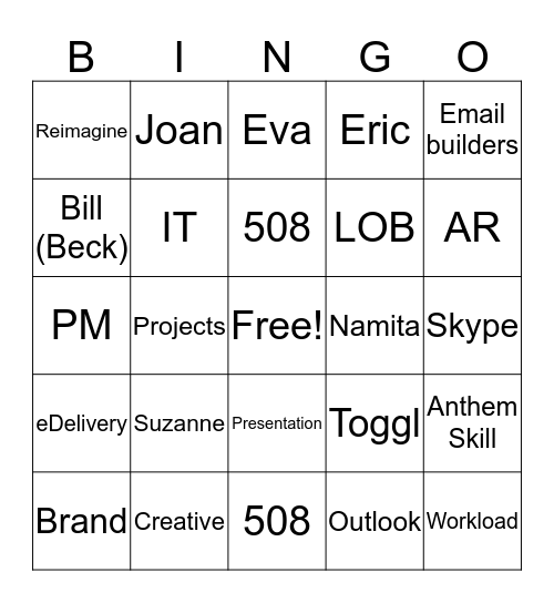 Digital Team Bingo Card
