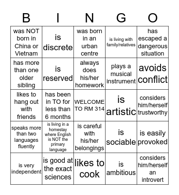 ESL E: BIO BINGO    Find someone who... Bingo Card