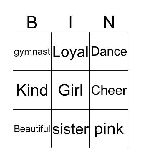 Favorite stuff Bingo Card