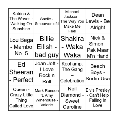 MUZIEK BINGO Card
