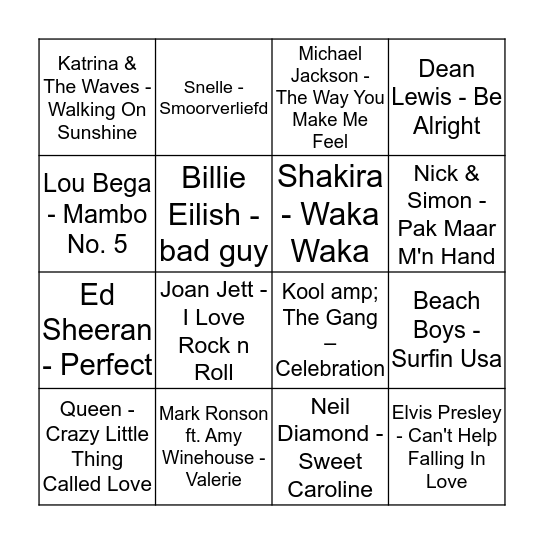 MUZIEK BINGO Card