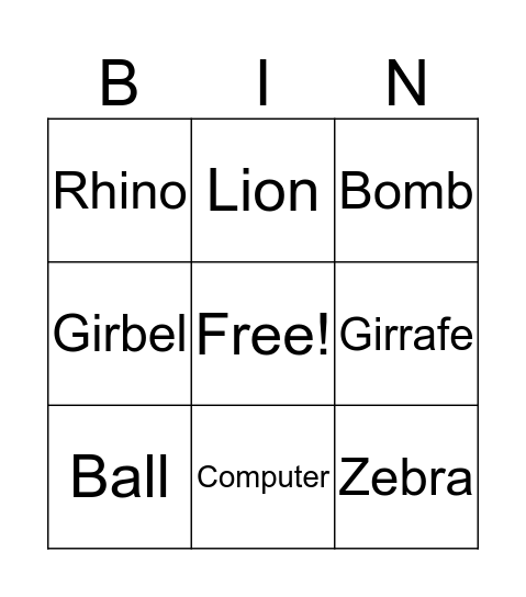 Bingo             Bingo Card