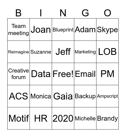 Digital Team Bingo Card