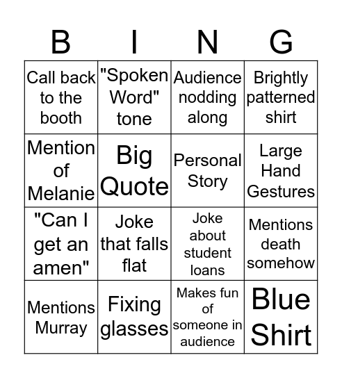 Vespers Bingo Card