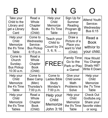 Backpack Bingo - Middle - High School Bingo Card