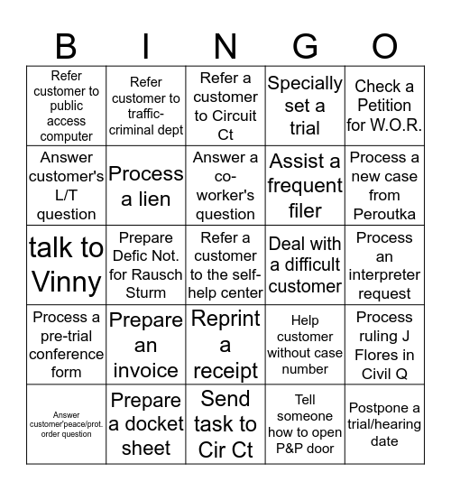 Have fun at work day! Bingo Card