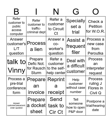 Have fun at work day! Bingo Card