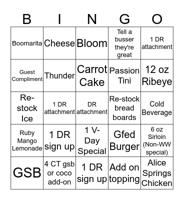 DINGO Bingo Card