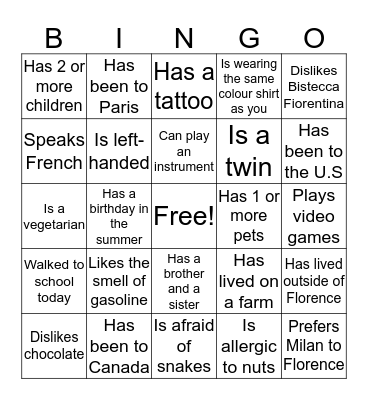 ICEBREAKER - FIND SOMEONE WHO Bingo Card