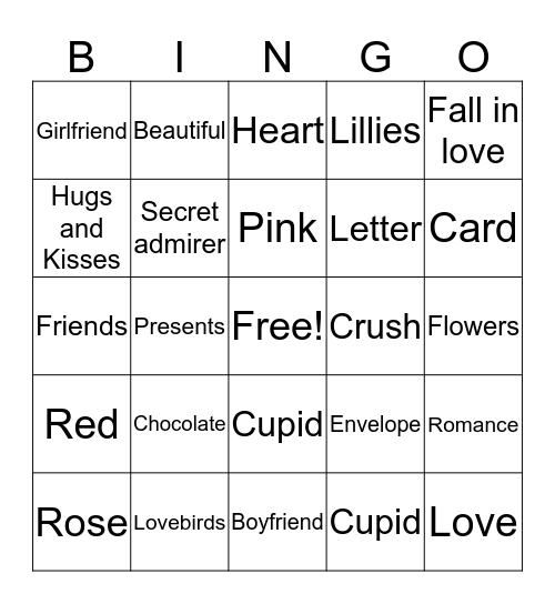 Valentine's Day Bingo Card