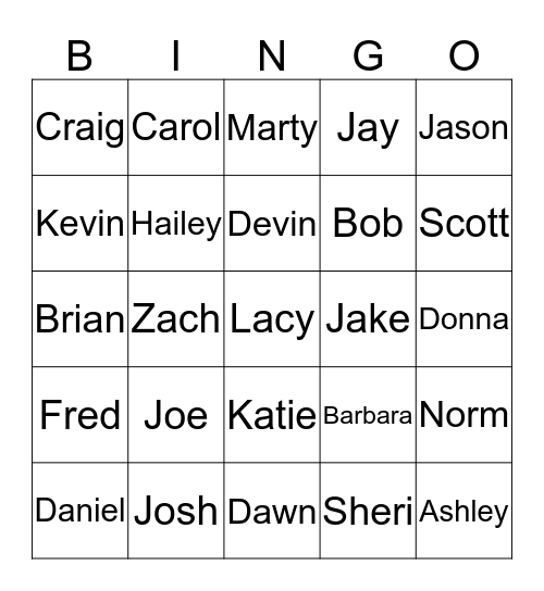 T-A-F BINGO Card