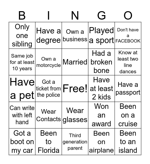 Willie's Retirement Party  Bingo Card