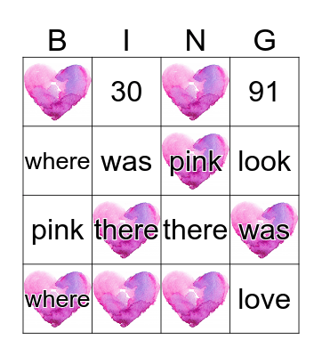 Valentine's Day  Bingo Card