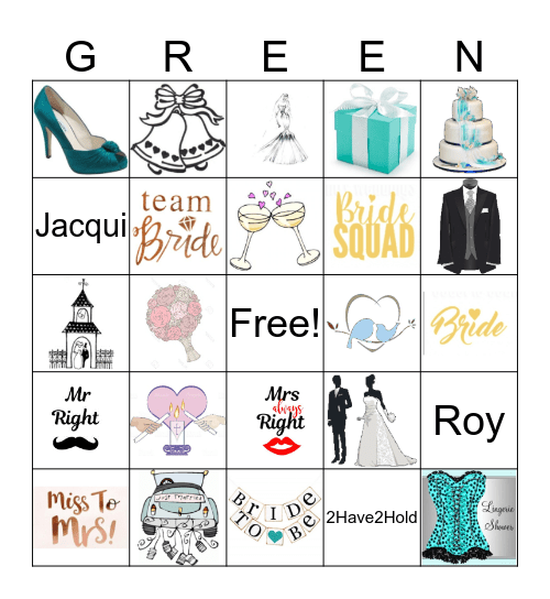 Jacqui's Bridal BINGO Card