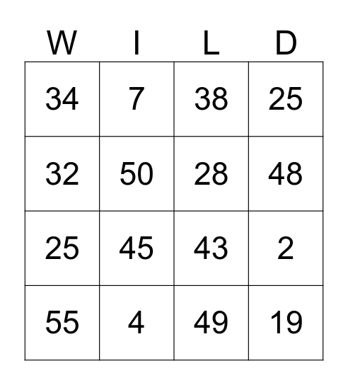 The Wild Robot Bingo Card