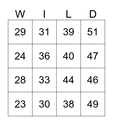The Wild Robot Bingo Card