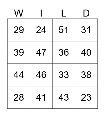 The Wild Robot Bingo Card
