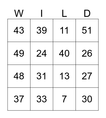 The Wild Robot Bingo Card