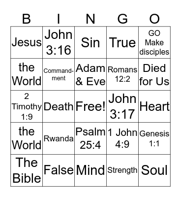 Unit 2 Discovery of Grace Review Bingo Card