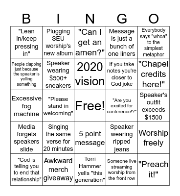SEU Conference Bingo Card
