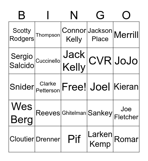 Waterdogs Expansion Draft Bingo Card