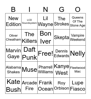 Music Bingo Card