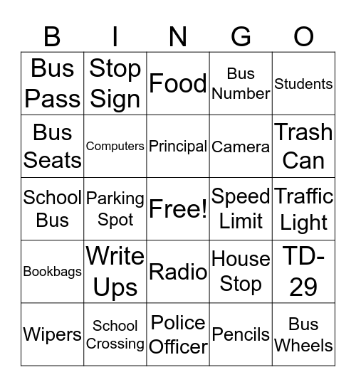 Love the Bus Bingo Card