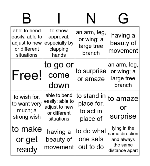 Wordly Wise Bingo :) Bingo Card