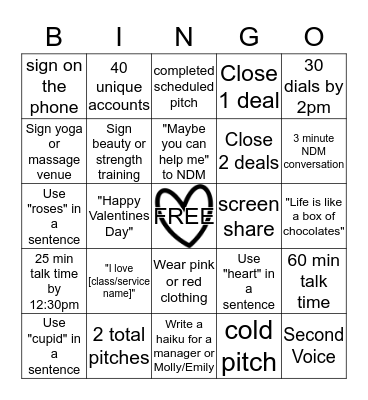 Valentine's Day Bingo Card