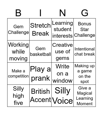 Session Time Bingo! Bingo Card