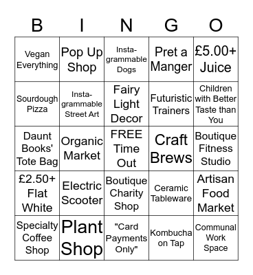 Gentrification BINGO Card