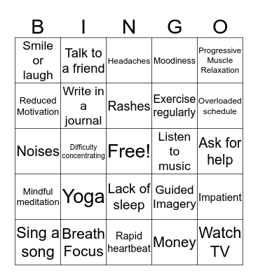 STRESS BINGO Card