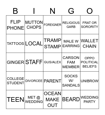 FRISKY MONSTER MAKE OUT  Bingo Card