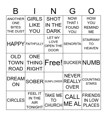 MUSIC BINGO Card