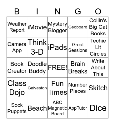 Tot's and Technology Conference Bingo Card