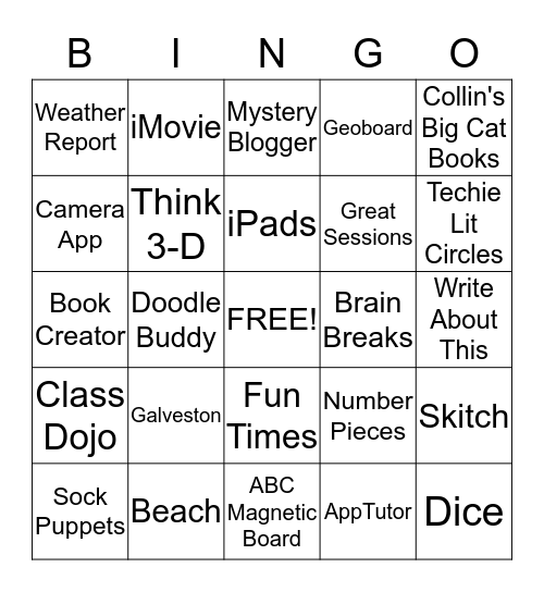 Tot's and Technology Conference Bingo Card