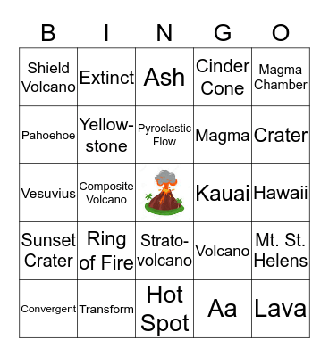 Volcano Review Bingo Card