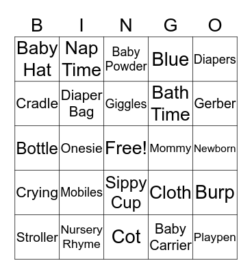 Baby Bingo Card