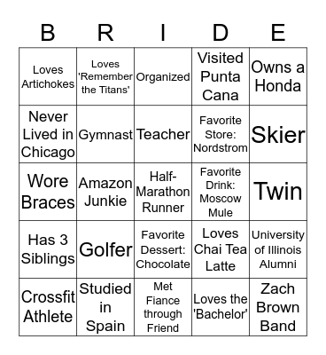 Get to Know the Bride Bingo Card