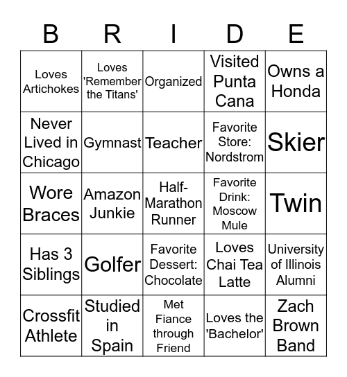 Get to Know the Bride Bingo Card